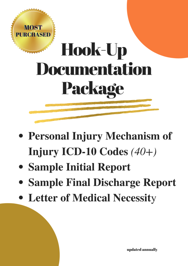 image with words of Chiropractic Personal Injury Documentation Hook up Package