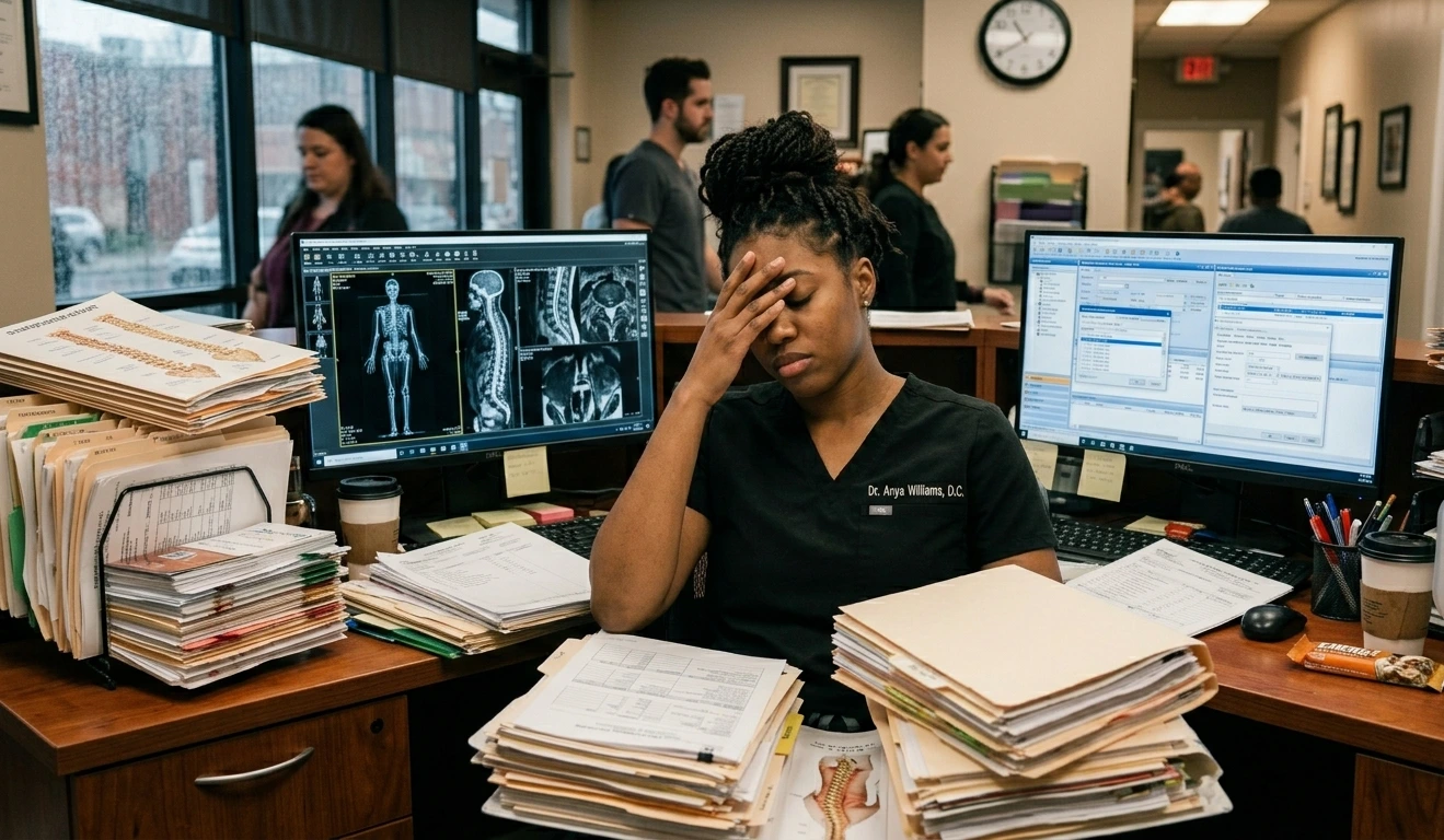 Woman Chiropractor Overwhelmed